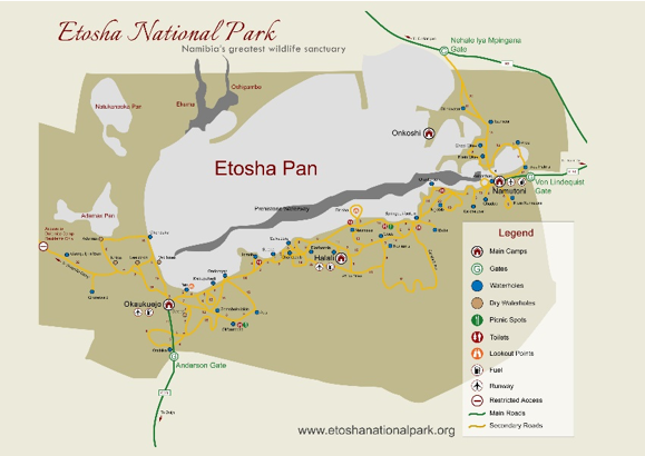 Map Of Etosha National Park 